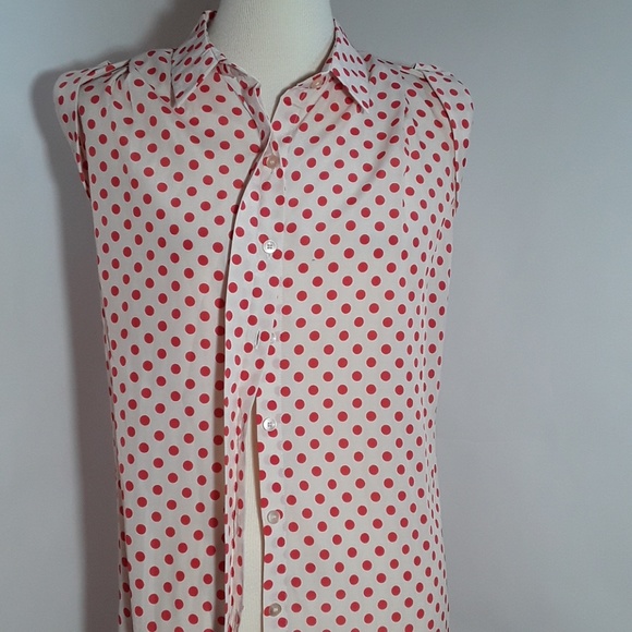 XXI cream short sleeve blouse with red polka dots - Picture 6 of 7